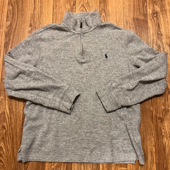 Polo Ralph Lauren Quarter‎ Zip Pullover Sweatshirt Men Medium Gray Estate Rib
